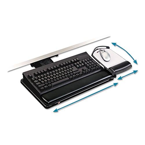 3M 3M Knob-Adjust Keyboard Tray, Adjustable Platform, 17.75″ Track (AKT80LE)